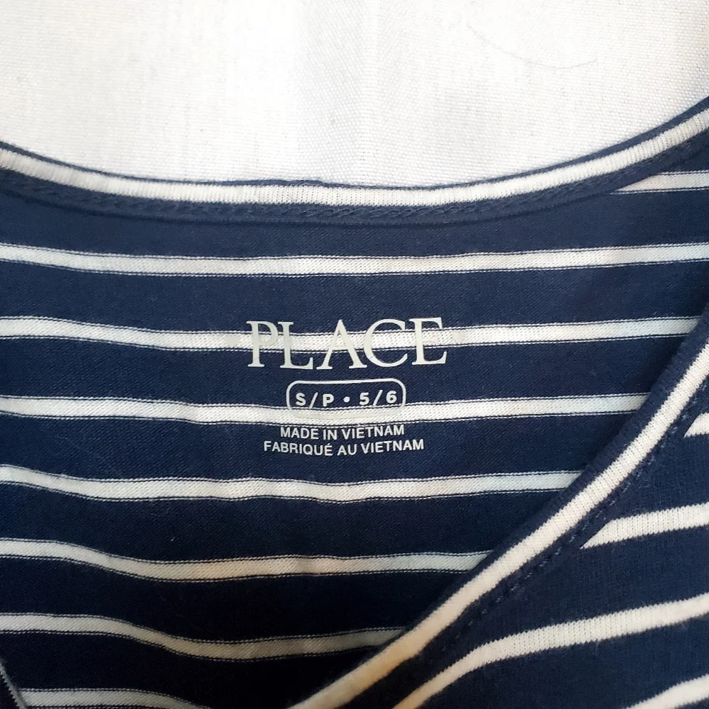 Girls Navy Striped 5/6 Dress - Picture 2 of 2